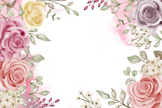 Free Vector background floral rose frame flower soft watercolor