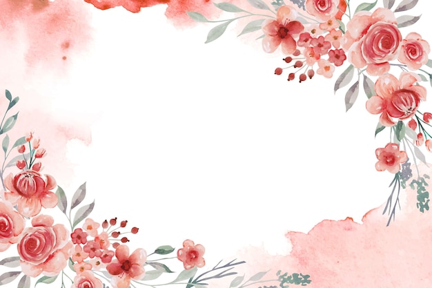 Background flower red watercolor with white space