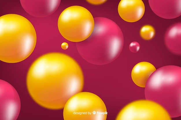 Background flowing realistic glossy spheres