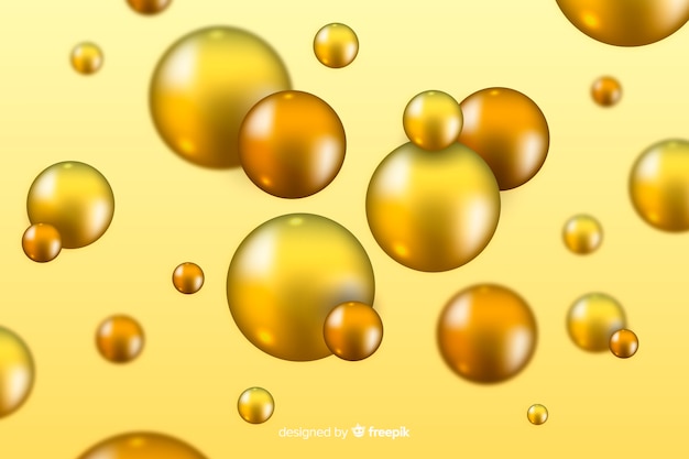 Background flowing realistic glossy spheres