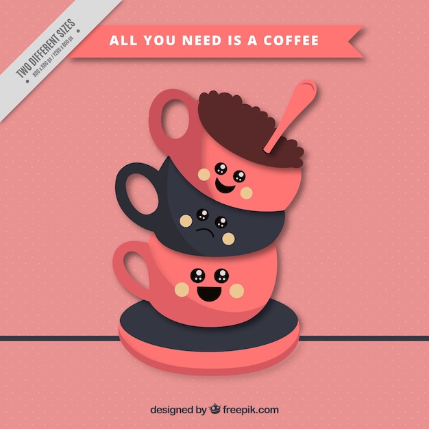 Free Vector background of funny mugs