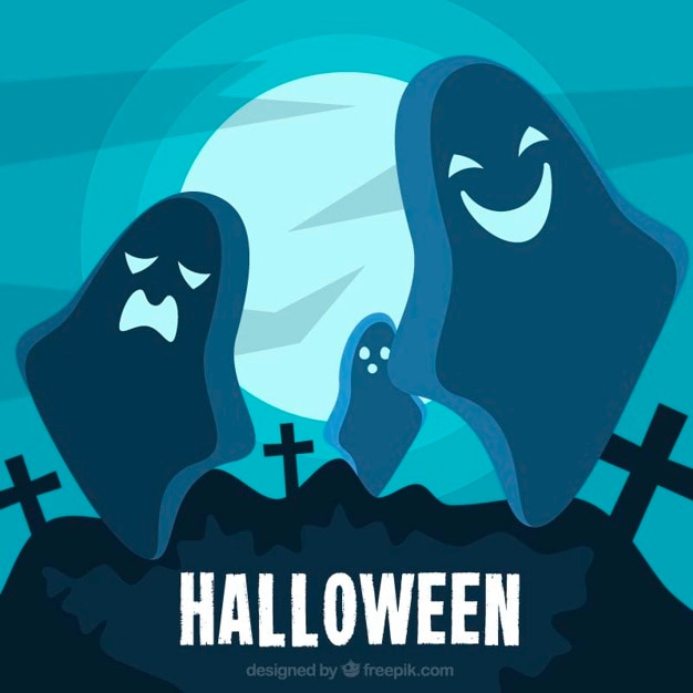 Free Vector background ghost in the graveyard