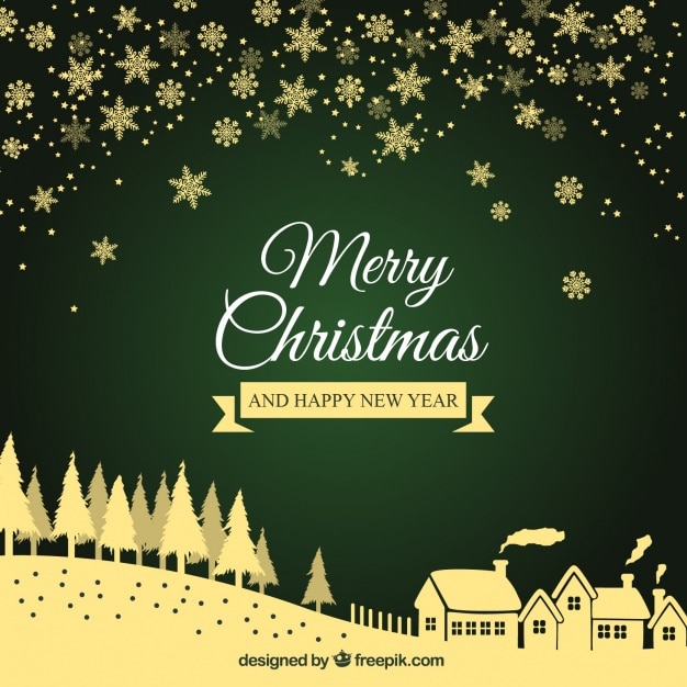 Free Vector background of golden christmas landscape