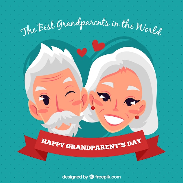 Free Vector background of grandparents in love with message