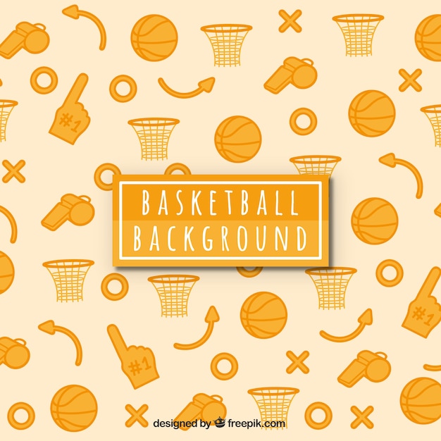 Background of hand drawn basketball elements