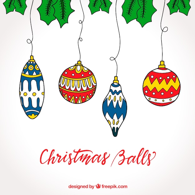 Background of hand drawn christmas balls