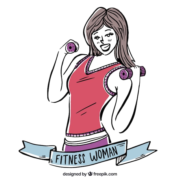 Free Vector background of hand drawn fitness woman 