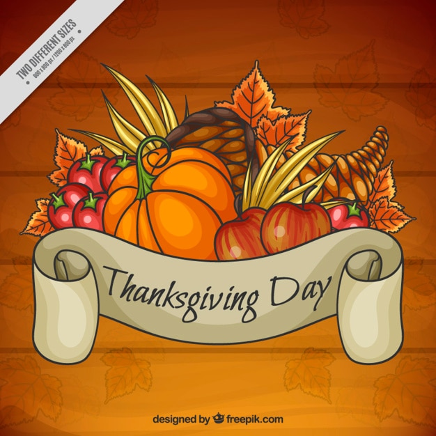 Free Vector background of hand-drawn thanksgiving  badge