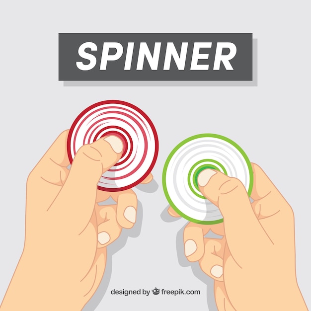 Background of hands with toy spinning