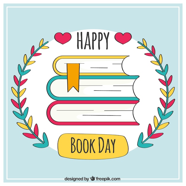 Background of happy book day with floral detail