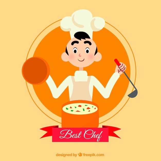 Free Vector background of happy chef cooking