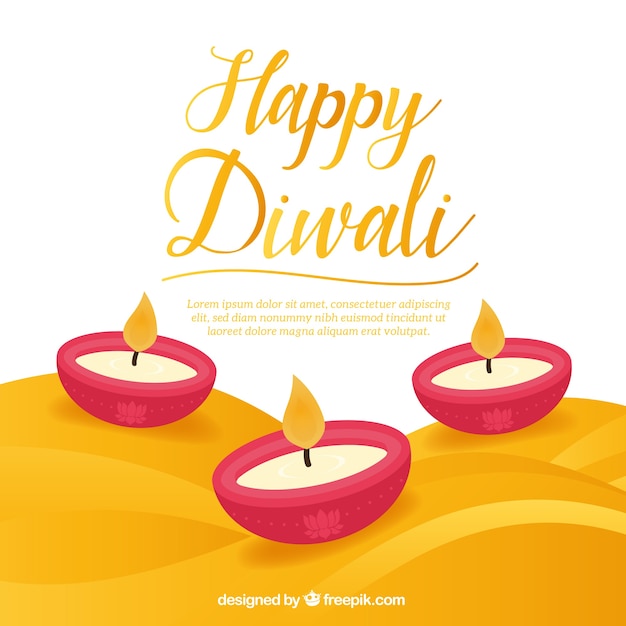 Background of happy diwali with pretty candles