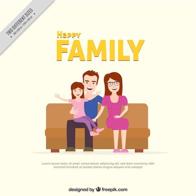 Free Vector background of happy family sitting on a couch