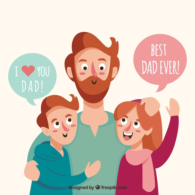 Free Vector background of happy father with his children