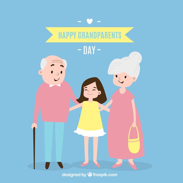 Background of happy grandparents with their granddaughter