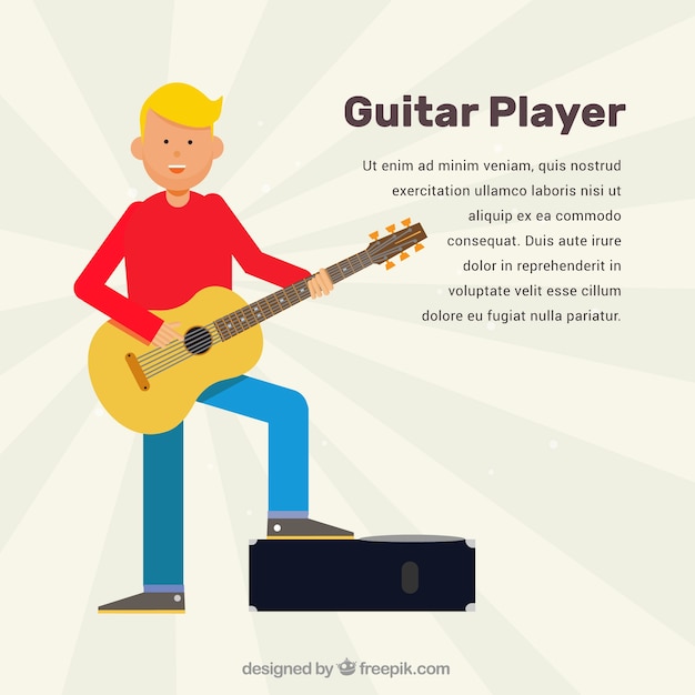 Free Vector background of happy man playing an acoustic guitar