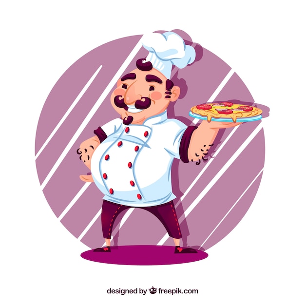 Background of italian chef with pizza