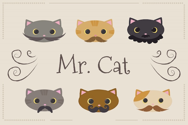 Background of kittens with mustache