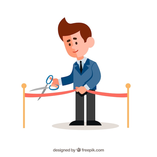 Free Vector background of man cutting an opening ribbon