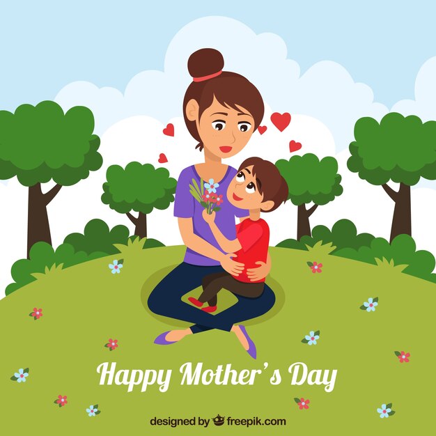 Background for mother's day in flat design