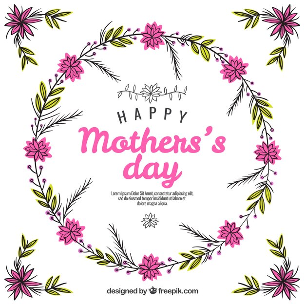 Background for the mother's day with a floral wreath