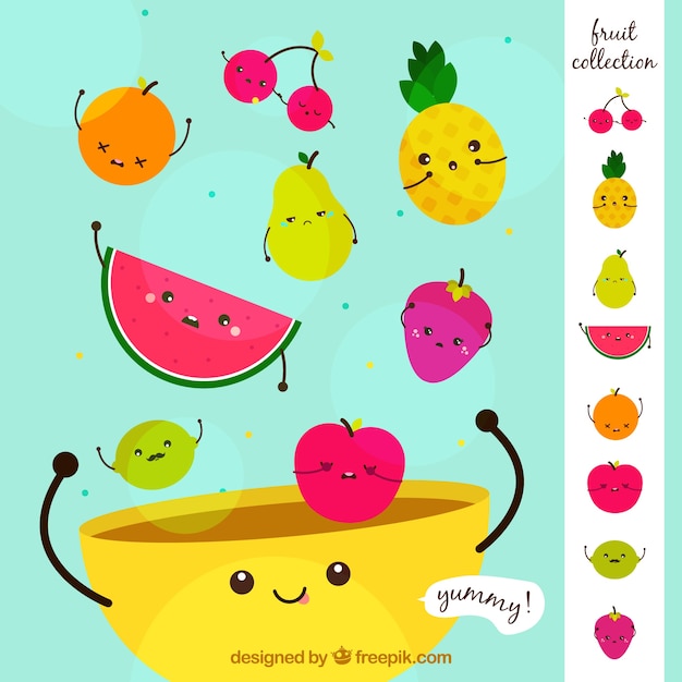 Free Vector background of nice fruits in a bowl