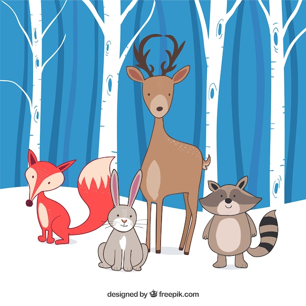 Free Vector background of nice hand-drawn animals