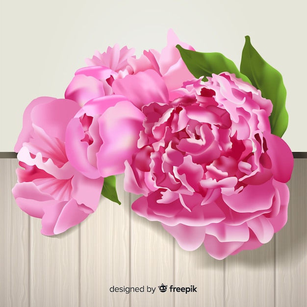 Free Vector background of peony flowers in detailed style