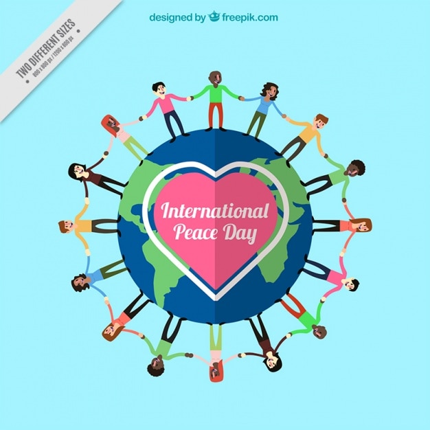 Free Vector background of people around the world for peace