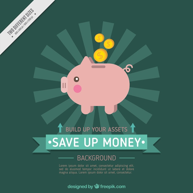 Free Vector background of piggy bank in flat design