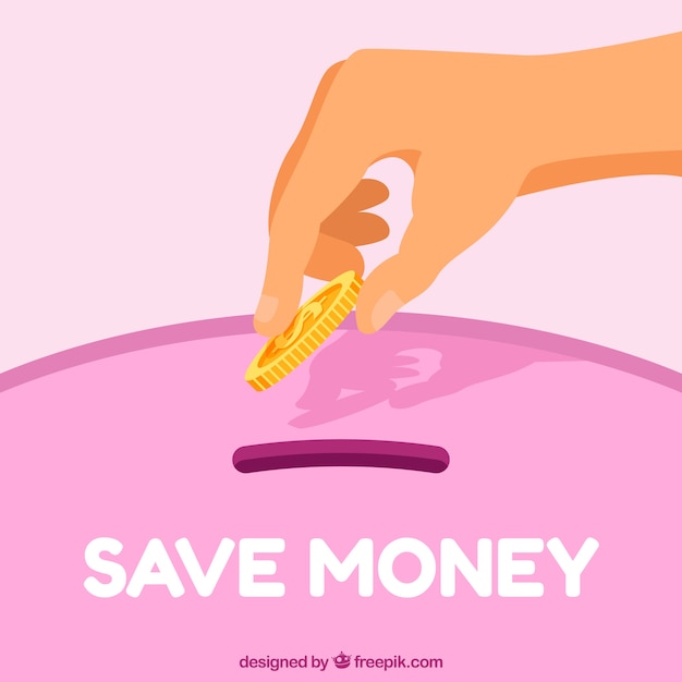 Free Vector background of piggy bank with golden coin