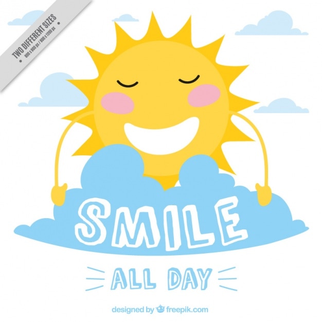 Free vector background of pretty sun smiling with a cloud