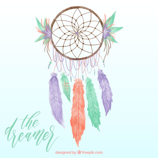 Background of pretty watercolor dream catcher