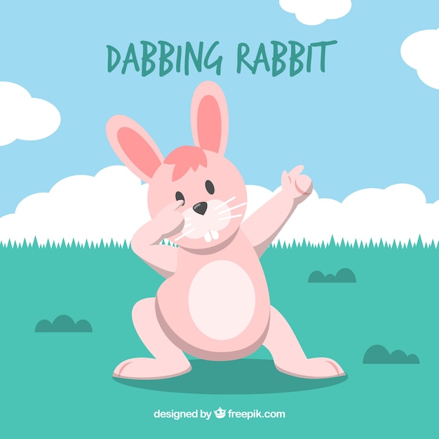 Background of rabbit doing dabbing movement