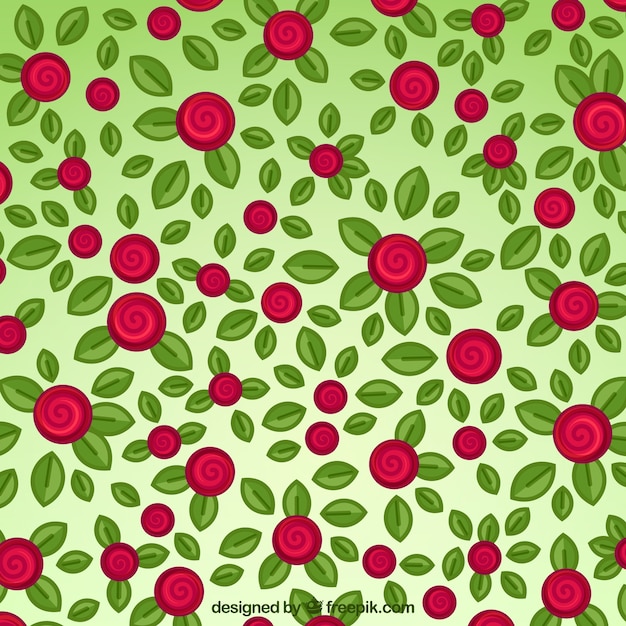 Free Vector background of roses and leaves