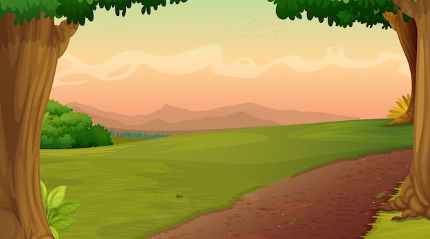 Free Vector background scene with road in the park