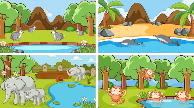 Free Vector background scenes of animals in the wild