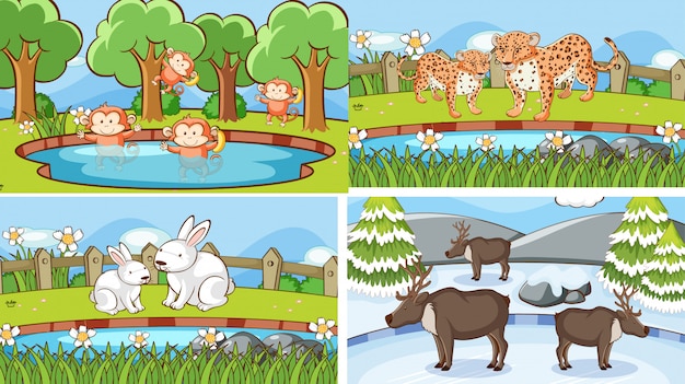 Free Vector background scenes of animals in the wild