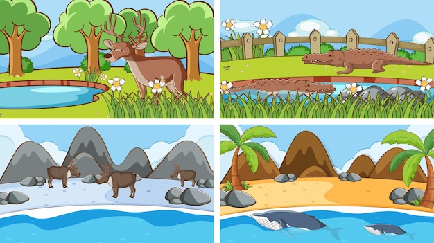 Free Vector background scenes of animals in the wild