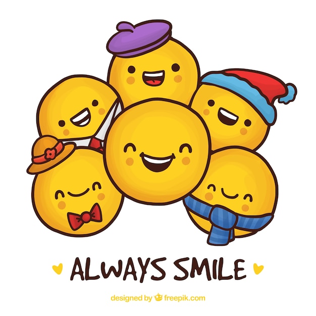 Free Vector background of several smiling faces