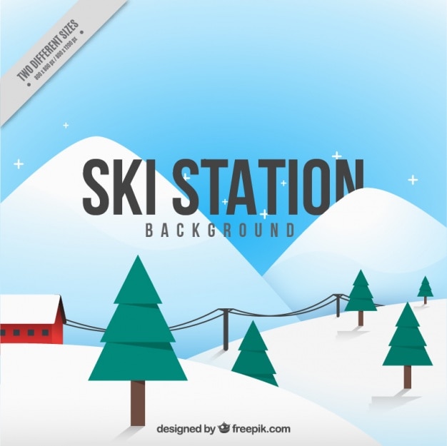 Free Vector background of snowy mountains for skiing