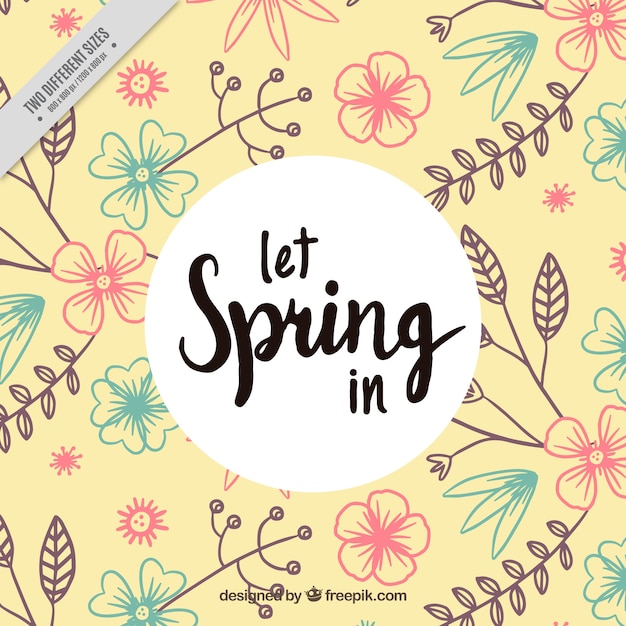 Free vector background of spring flower sketches