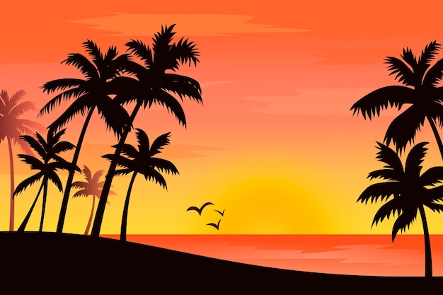 Background style colorful palm silhouettes