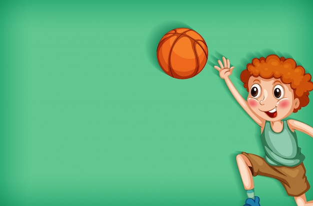 Free vector background template design with boy playing basketball