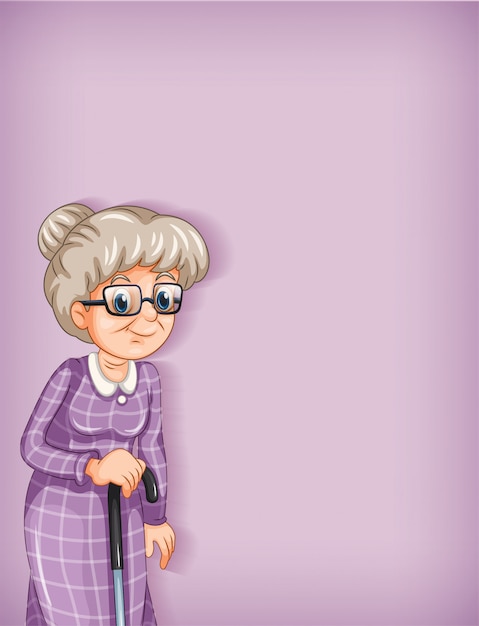 Background template design with happy old woman