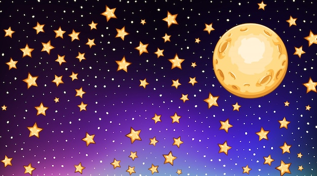 Free vector background template with bright stars in dark sky