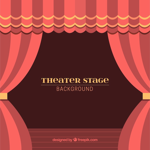 Free Vector background of theater stage with curtains in red tones