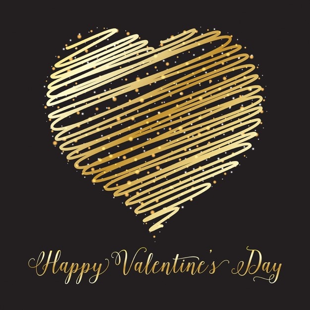 Free vector background for valentine with a golden heart