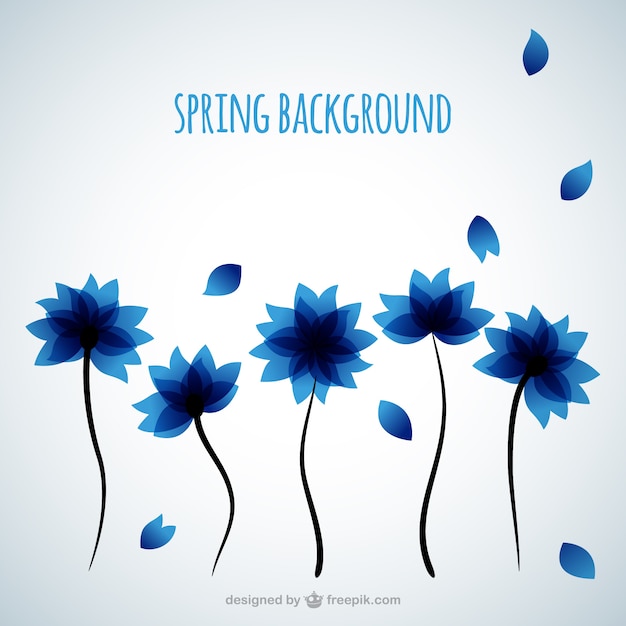 Free Vector background with blue flowers