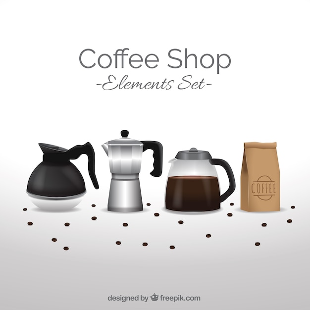 Free Vector background with cafe accessories